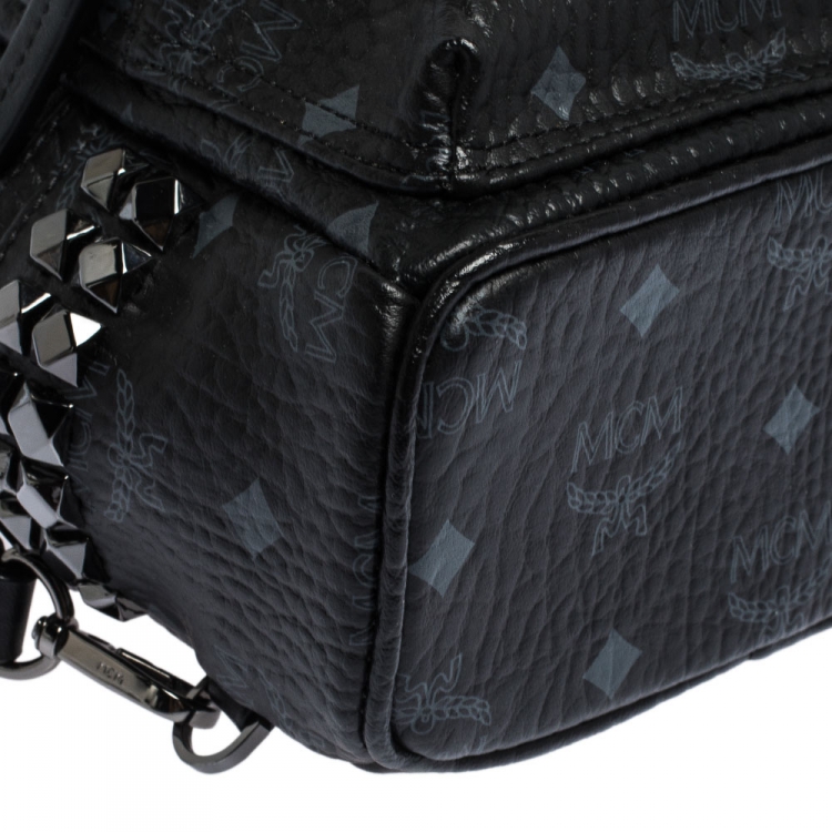 Pre Owned MCM Black Visetos Coated Canvas X-Mini Bebe Boo Backpack