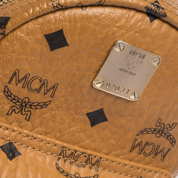 Pre Owned MCM Brown Visetos Coated Canvas X-Mini Bebe Boo Backpack