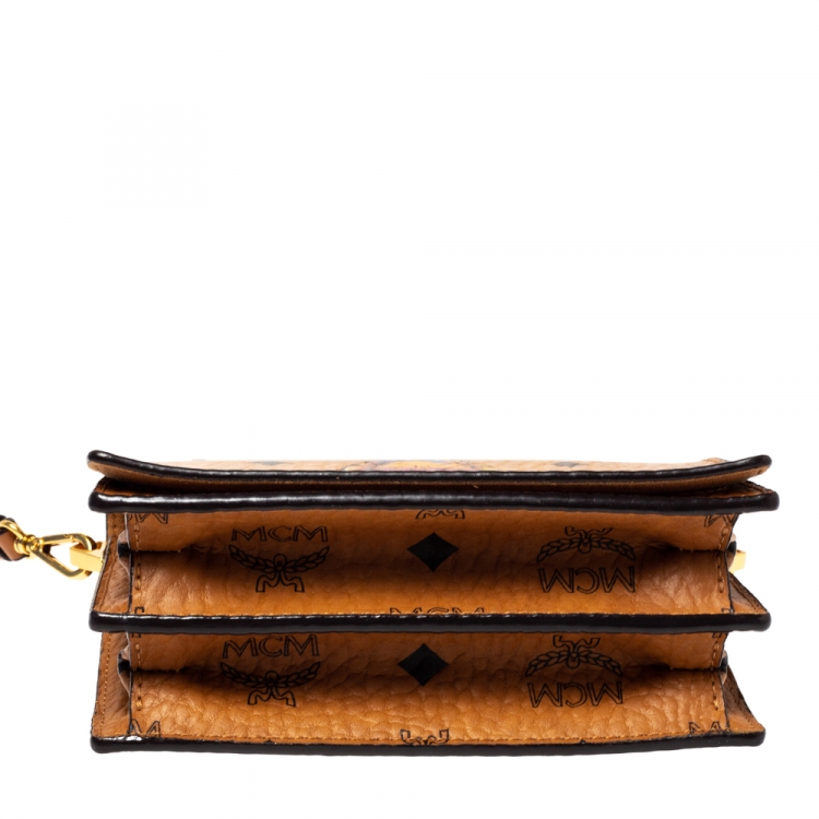 Pre Owned MCM Cognac Visetos Coated Canvas Mini Rabbit Shoulder Bag