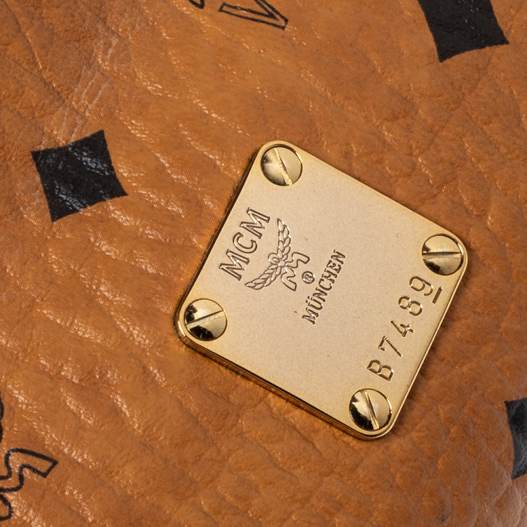 Pre Owned MCM Tan/Black Coated Canvas and Leather Tote