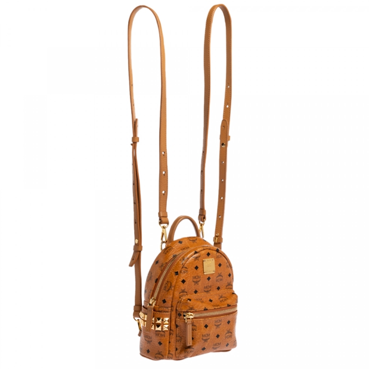 Pre Owned MCM Brown Visetos Coated Canvas X-Mini Bebe Boo Backpack