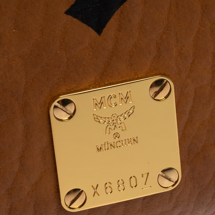 Pre Owned MCM Brown Visetos Canvas Mini Heritage Top Handle Bag