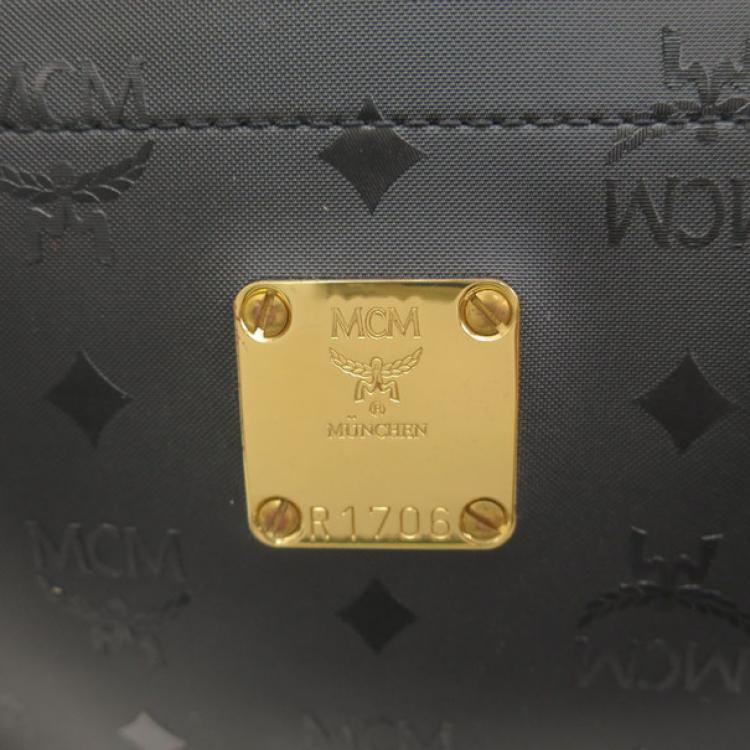 Pre Owned MCM Black Visetos Leather Shoulder Bag