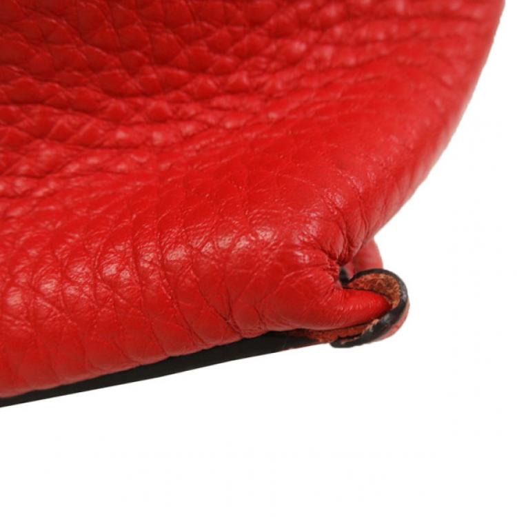 Pre Owned MCM Red Leather Drawstring Hobo