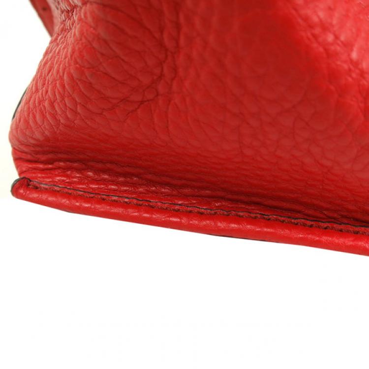 Pre Owned MCM Red Leather Drawstring Hobo