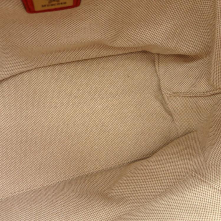 Pre Owned MCM Red Leather Drawstring Hobo