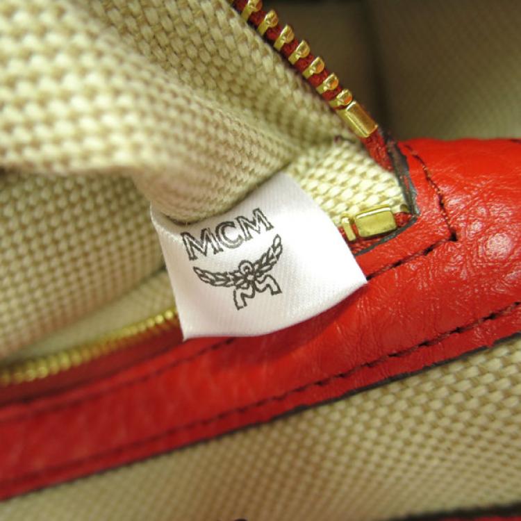 Pre Owned MCM Red Leather Drawstring Hobo