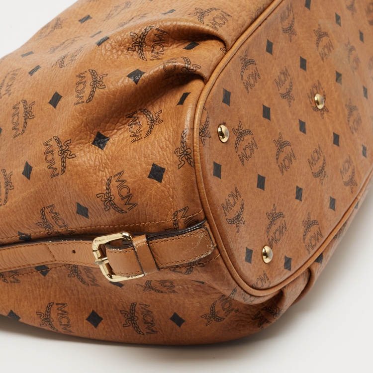 Pre Owned MCM Cognac Visetos Coated Canvas and Leather Hobo