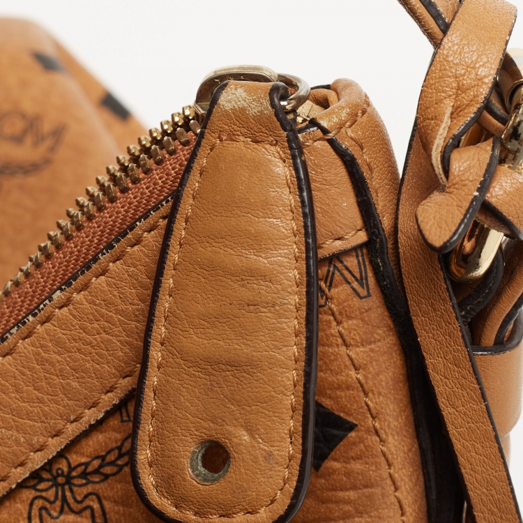 Pre Owned MCM Cognac Visetos Coated Canvas and Leather Hobo