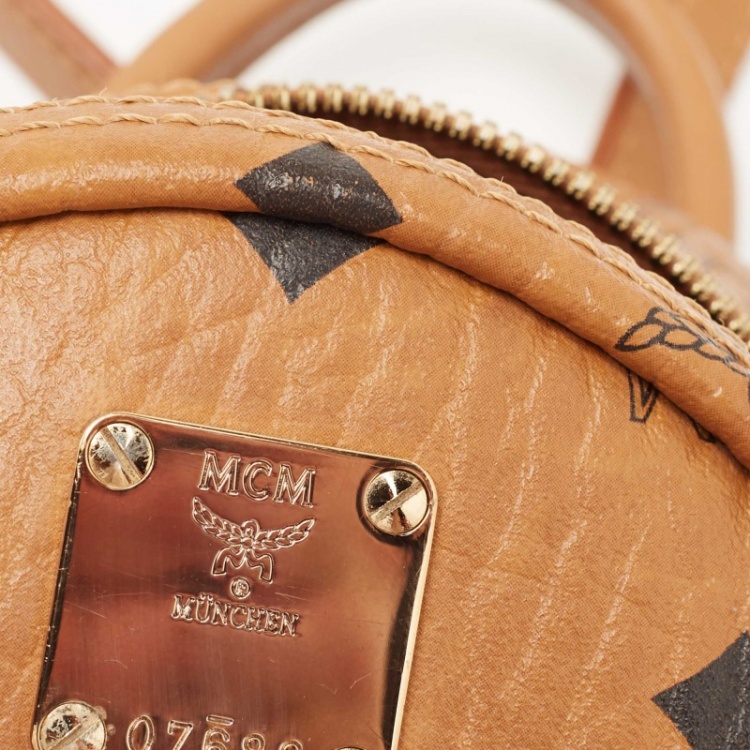 Pre Owned MCM Brown Visetos Coated Canvas X-Mini Bebe Boo Backpack