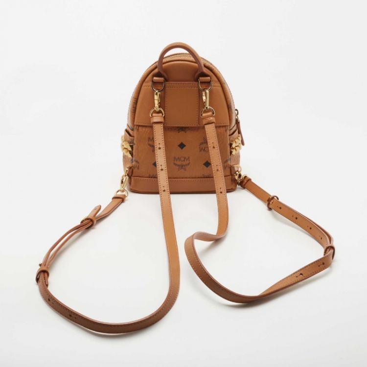 Pre Owned MCM Brown Visetos Coated Canvas X-Mini Bebe Boo Backpack