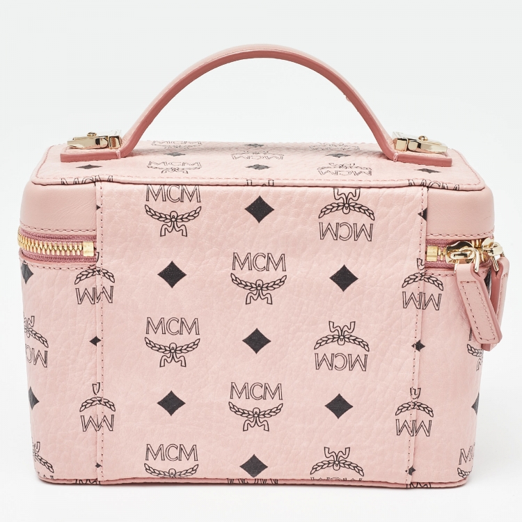 Pre Owned MCM Pink Visetos Coated Canvas and Leather Rockstar Vanity Case