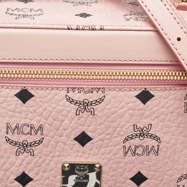 Pre Owned MCM Pink Visetos Coated Canvas and Leather Rockstar Vanity Case