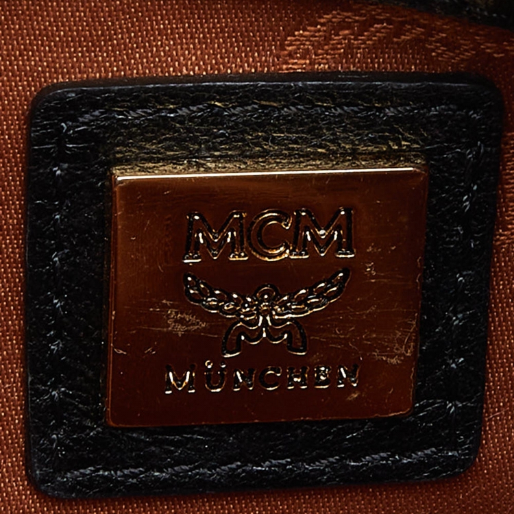 Pre Owned MCM Tan Visetos Coated Canvas and Leather Double Zip Camera Crossbody Bag