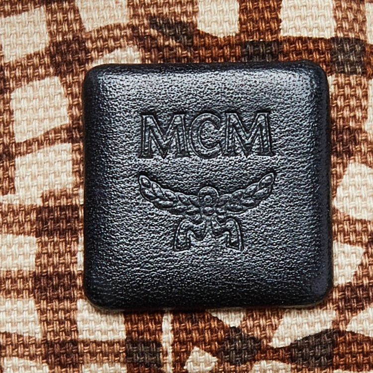 Pre Owned MCM Cognac/Black Visetos Coated Canvas and Leather Shopper Tote