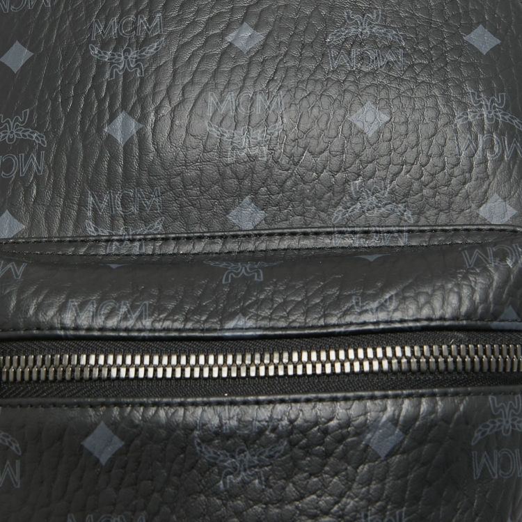 Pre Owned MCM Black Visetos Coated Canvas Small Stark Studded Backpack