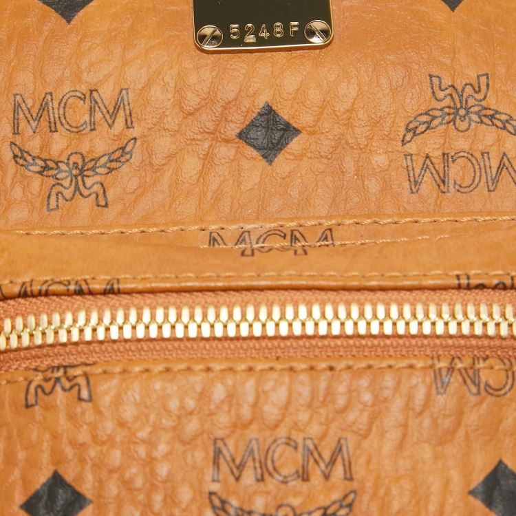 Pre Owned MCM Cognac Visetos Coated Canvas Mini Studded Stark Backpack