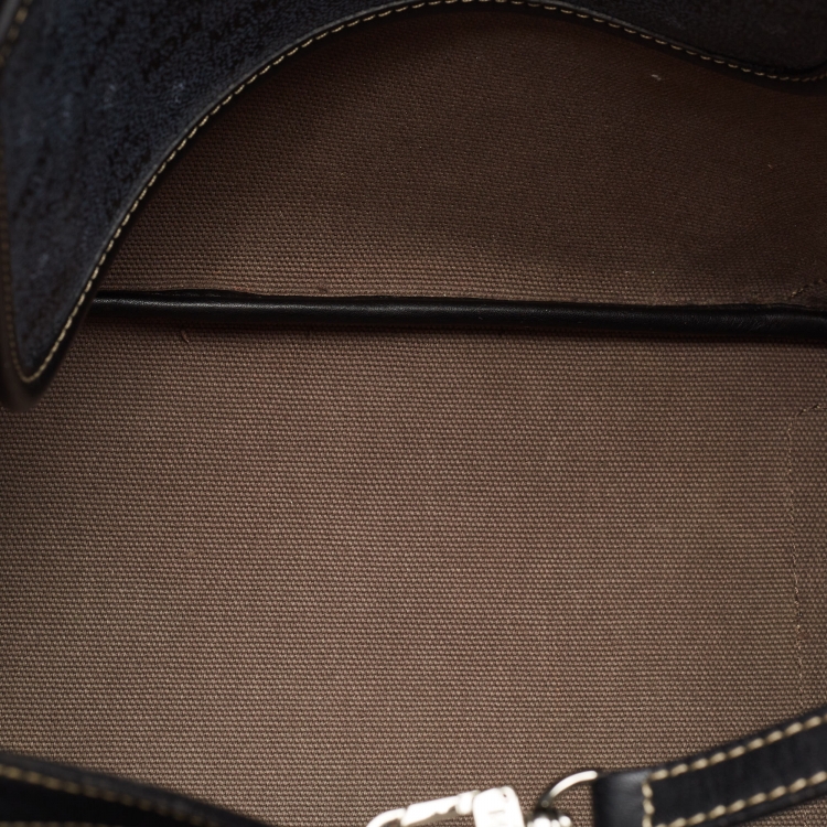 Pre Owned MCM Navy Blue/Black Visetos Coated Canvas and Leather Open Tote