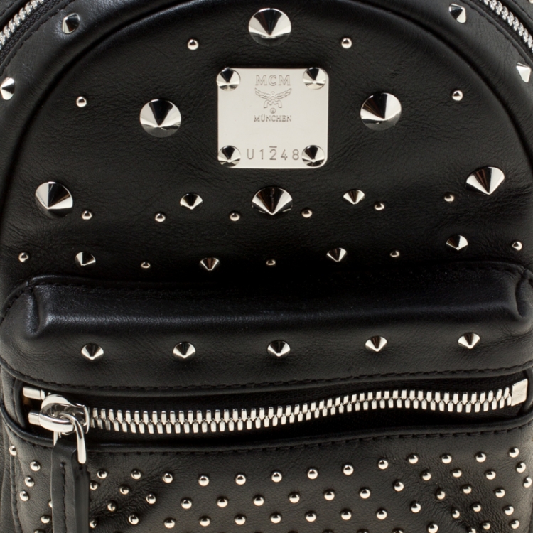 Pre Owned MCM Black Leather X Mini  Studded Strak-Bebe Boo Backpack