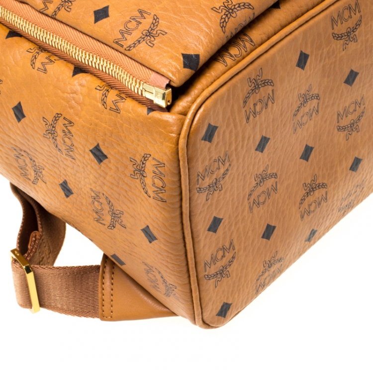 Pre Owned MCM Cognac Visetos Coated Canvas Medium Studs Stark Backpack