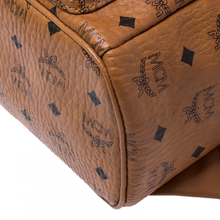 مملوكة مسبقًا MCM Cognac Visetos Coated Canvas Small Studs Stark Backpack