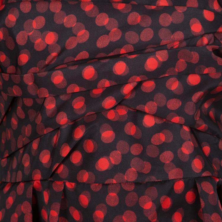 Pre Owned McQ By Alexander McQueen Black and Red Polka Dot Duchess Bustier Dress M
