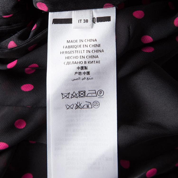 Pre Owned Alexander McQueen Black Polka Dot Ruffle Detail Maxi Dress S
