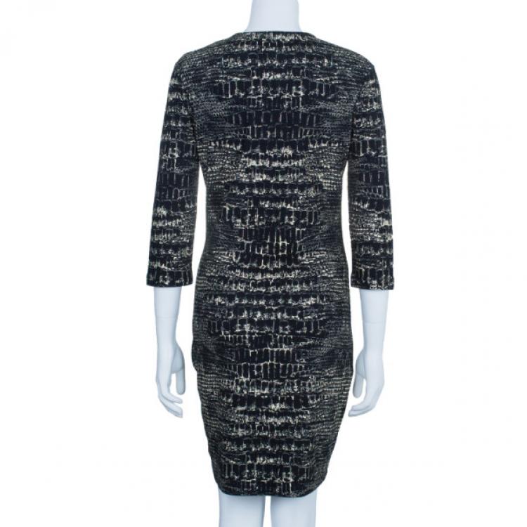 Pre Owned McQ by Alexander McQueen Monochrome Printed Body-Con Dress XL