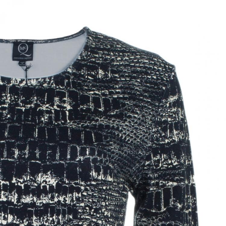 Pre Owned McQ by Alexander McQueen Monochrome Printed Body-Con Dress XL