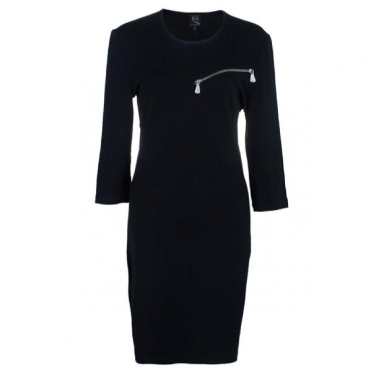 McQ by Alexander McQueen Black Jersey Zip Detail Dress XL