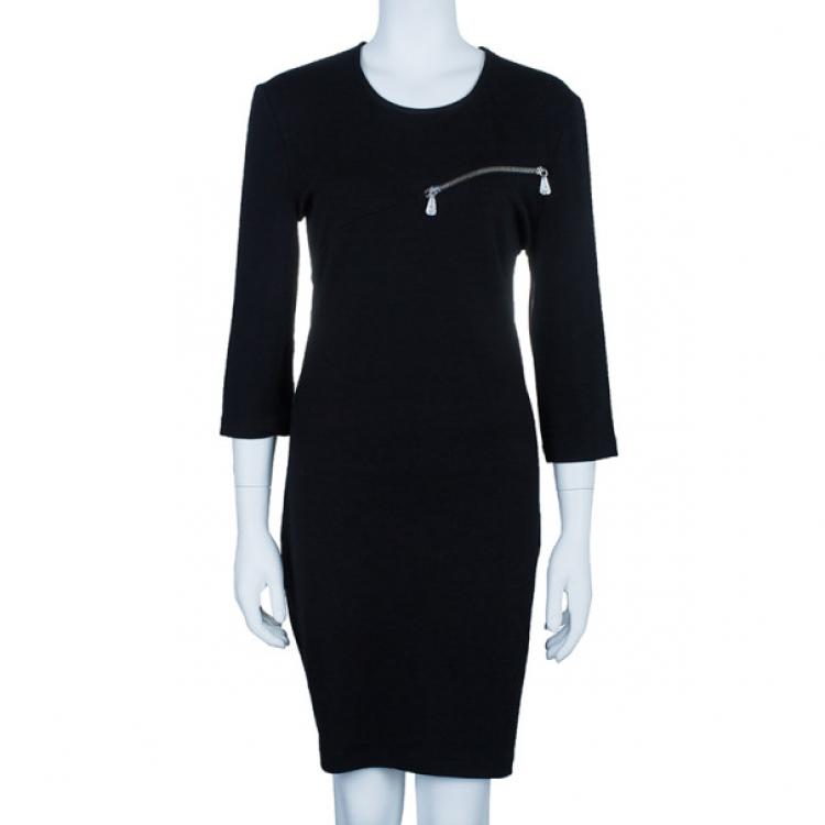Pre Owned McQ by Alexander McQueen Black Jersey Zip Detail Dress XL