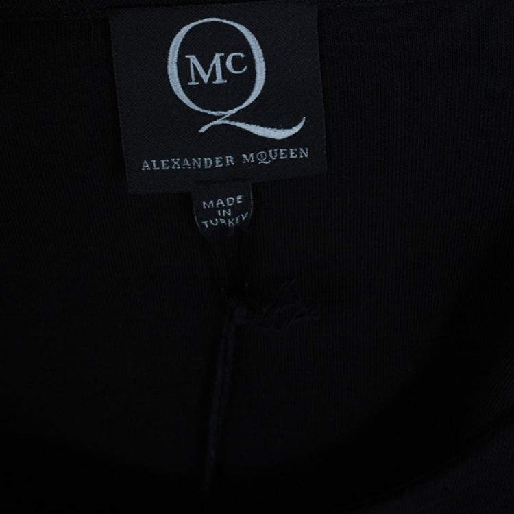 Pre Owned McQ by Alexander McQueen Black Jersey Zip Detail Dress XL