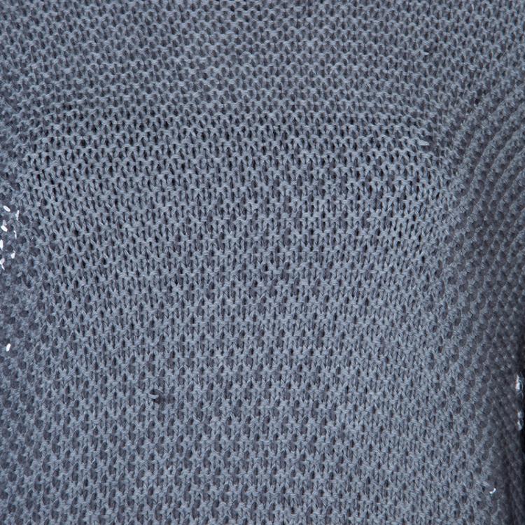 Pre Owned McQ by Alexander McQueen Grey Sequin Embellished Chunky Knit Sweater S