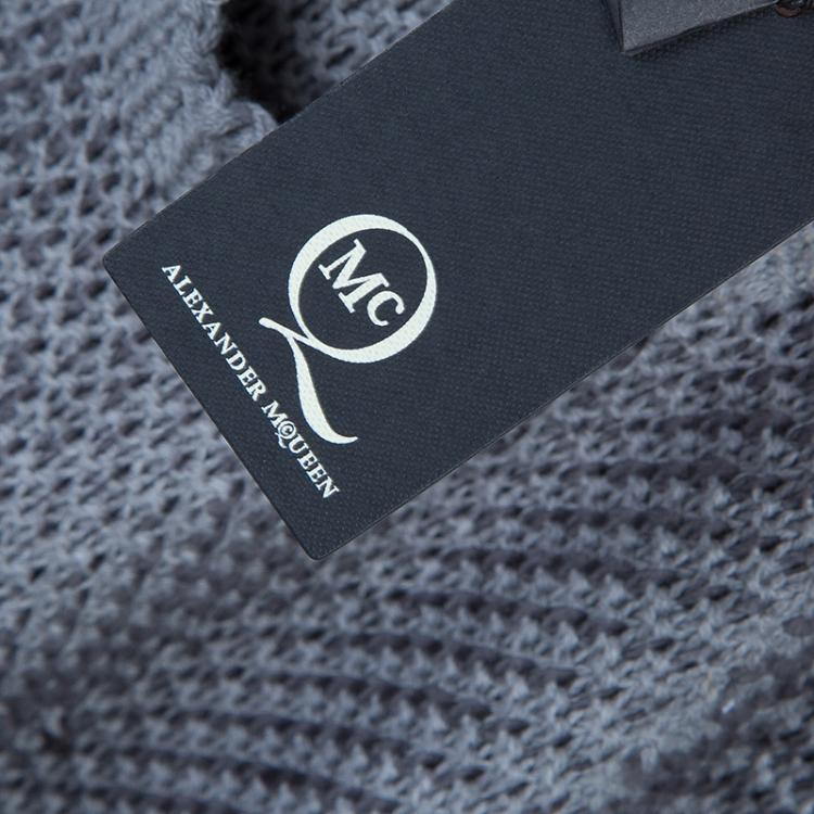 Pre Owned McQ by Alexander McQueen Grey Sequin Embellished Chunky Knit Sweater S