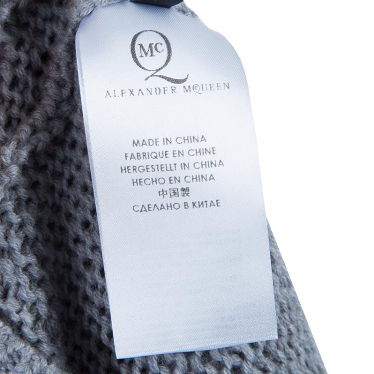 Pre Owned McQ by Alexander McQueen Grey Sequin Embellished Chunky Knit Sweater S