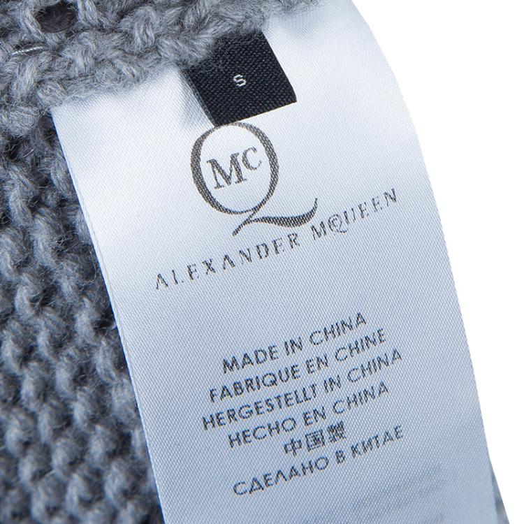 Pre Owned McQ by Alexander McQueen Grey Sequin Embellished Chunky Knit Sweater S