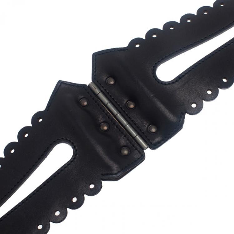 Pre Owned حزام كورسيه إم سي كيو من أليكساندر ماكوين جلد أسود مقاس S