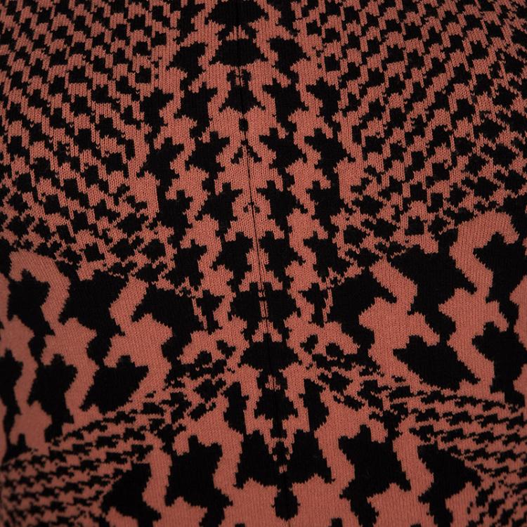 Pre Owned McQ By Alexander McQueen Orange Houndstooth Knit Sleeveless Dress S