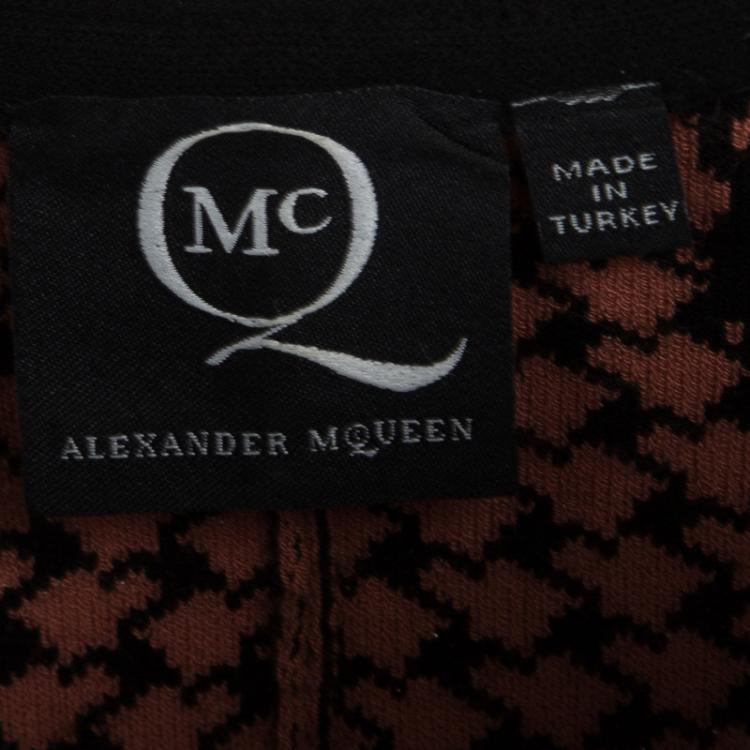 Pre Owned McQ By Alexander McQueen Orange Houndstooth Knit Sleeveless Dress S