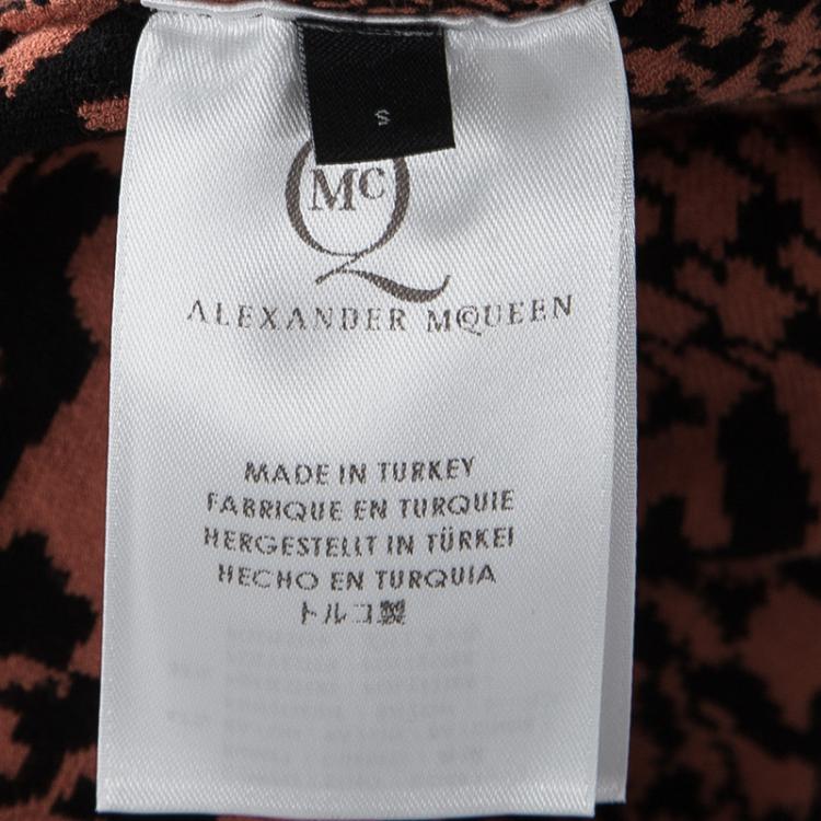 Pre Owned McQ By Alexander McQueen Orange Houndstooth Knit Sleeveless Dress S