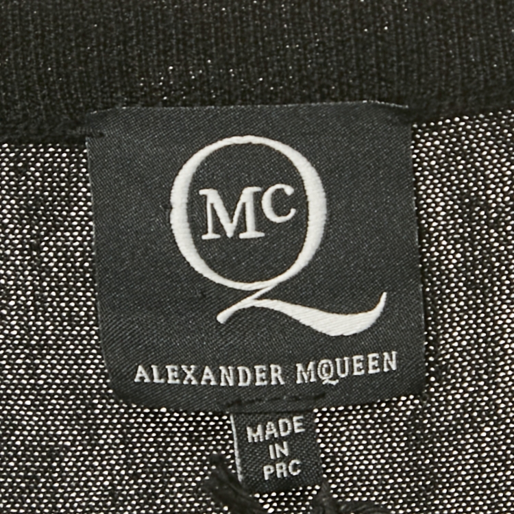 Pre Owned McQ by Alexander McQueen Black Animal Print Knit Flared Mini Dress M