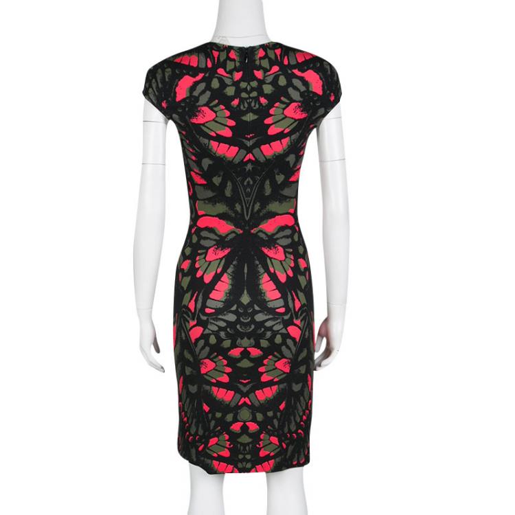 Pre Owned McQ By Alexander McQueen Multicolor Butterfly Kaleidoscope Print Cap Sleeve Dress M