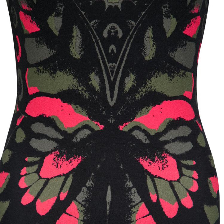 Pre Owned McQ By Alexander McQueen Multicolor Butterfly Kaleidoscope Print Cap Sleeve Dress M