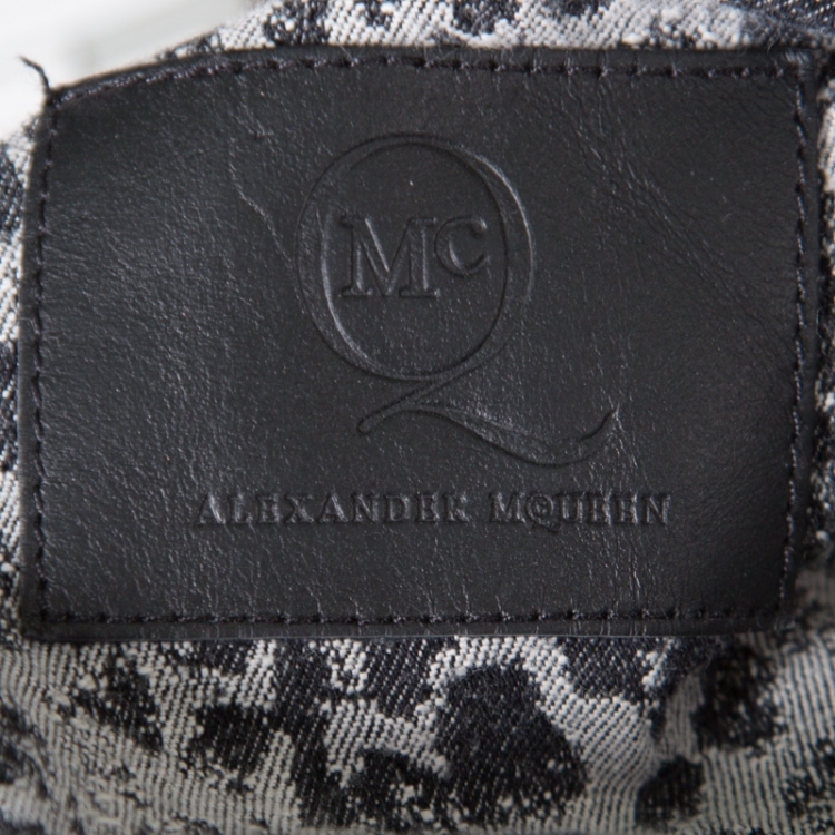 Pre Owned McQ by Alexander McQueen Grey Animal Patterned Jacquard Denim Sleeveless Dress M