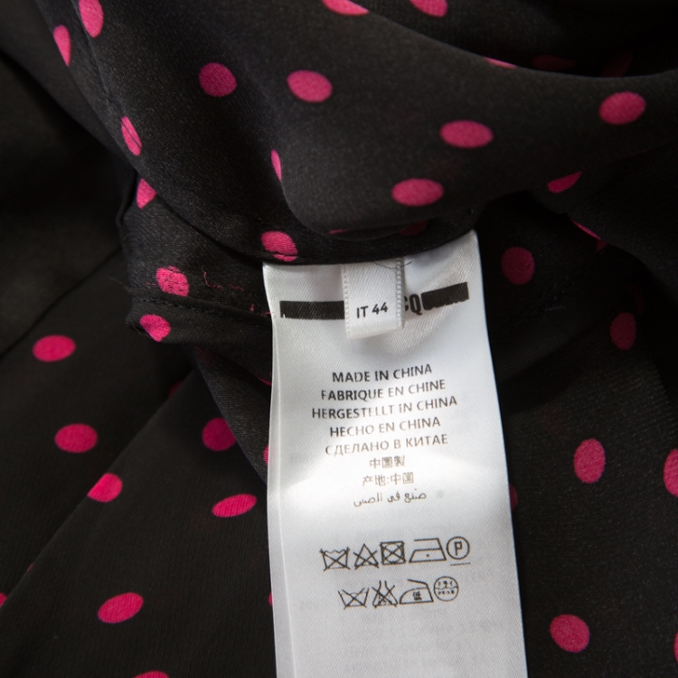 Pre Owned McQ By Alexander McQueen Black Polka Dot Ruffle Detail Maxi Dress M