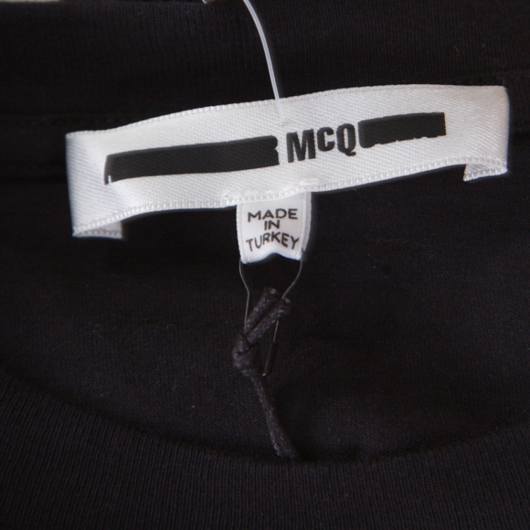 Pre Owned McQ by Alexander McQueen Black Swallow Printed Cotton T- Shirt XL