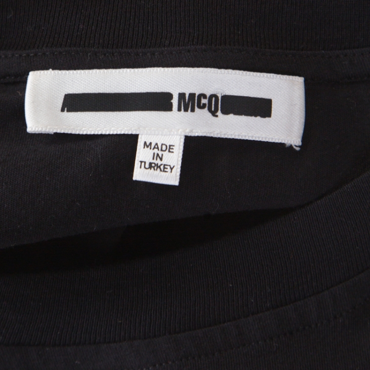 Pre Owned McQ by Alexander McQueen Black Glitch Bunny Printed Cotton T-Shirt L