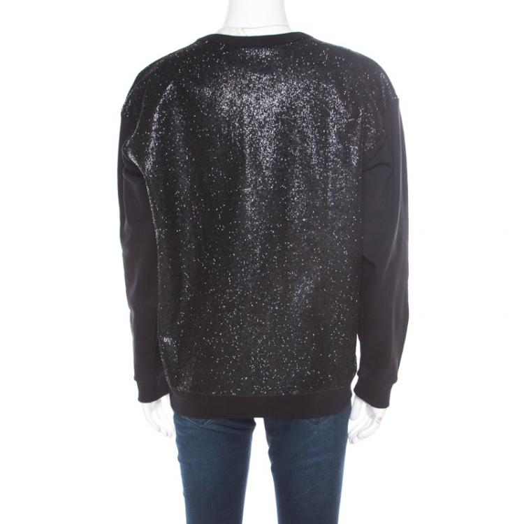 Pre Owned McQ by Alexander McQueen Black Crew Neck Glitter Sweatshirt M