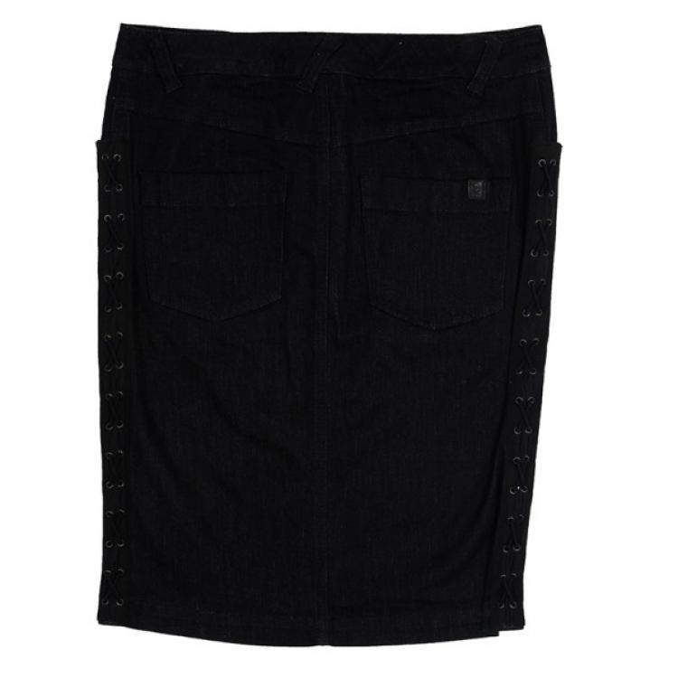 criss cross denim skirt
