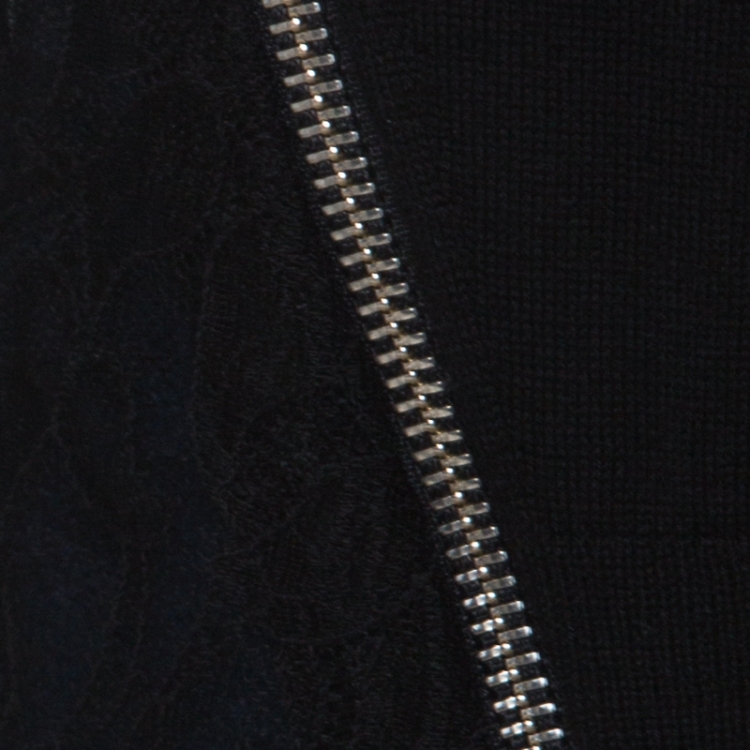 Pre Owned McQ by Alexander McQueen Black Wool & Lace Side Zip Detail Top S
